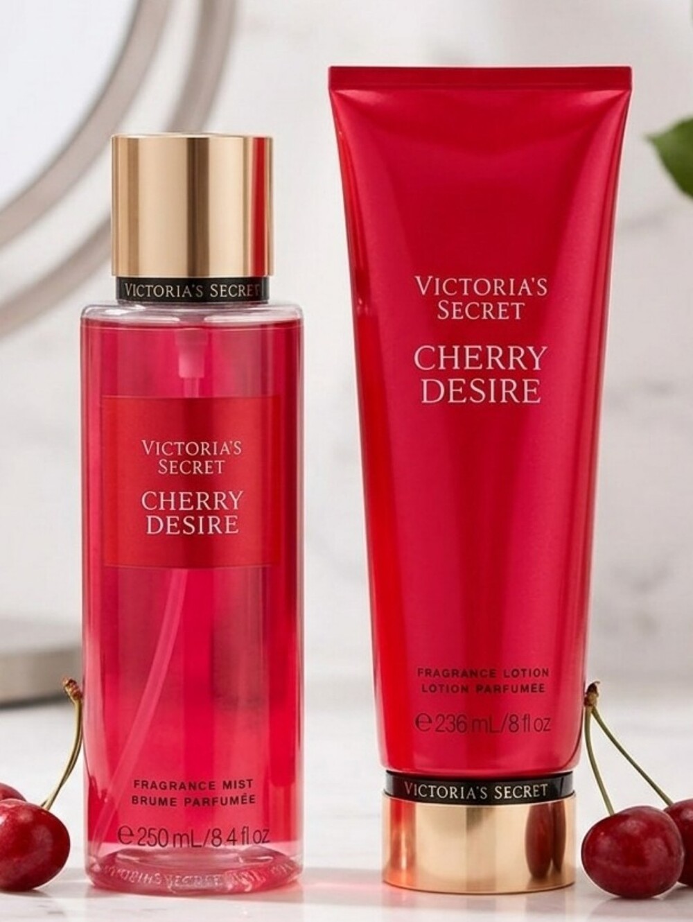 Victoria's Secret Cherry Desire Mist & Lotion - Red and Gold